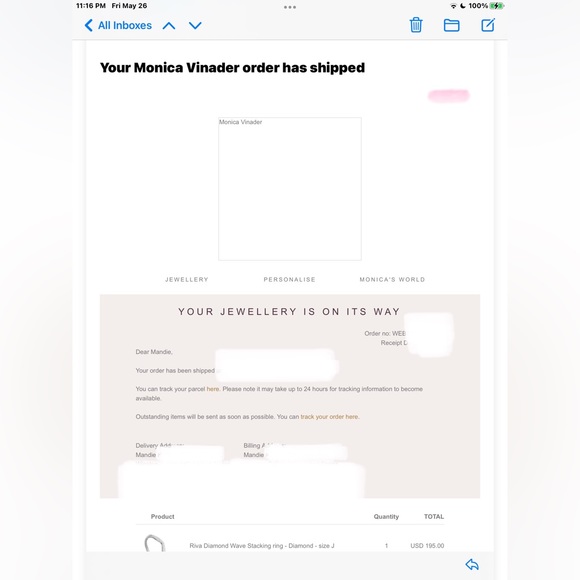 Monica Vinader RIVA diamond stacking wave ring - Picture 11 of 11